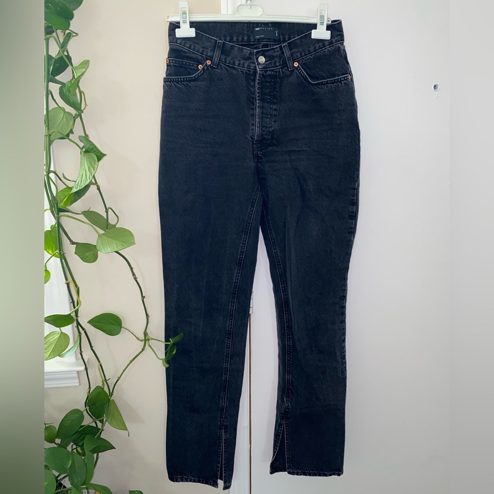 ASOS tall straight leg split hem jean